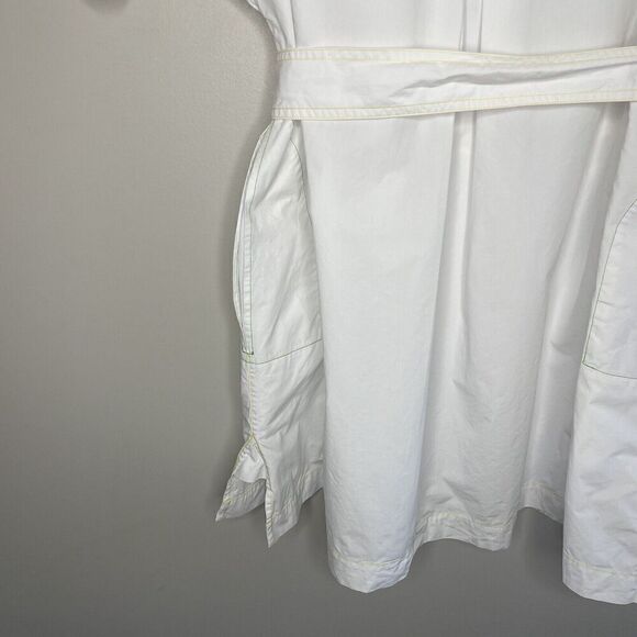 SAUNDERS Collective Nani Dress Womens 2 White Tie Waist Cotton Poplin Pockets - Picture 9 of 13